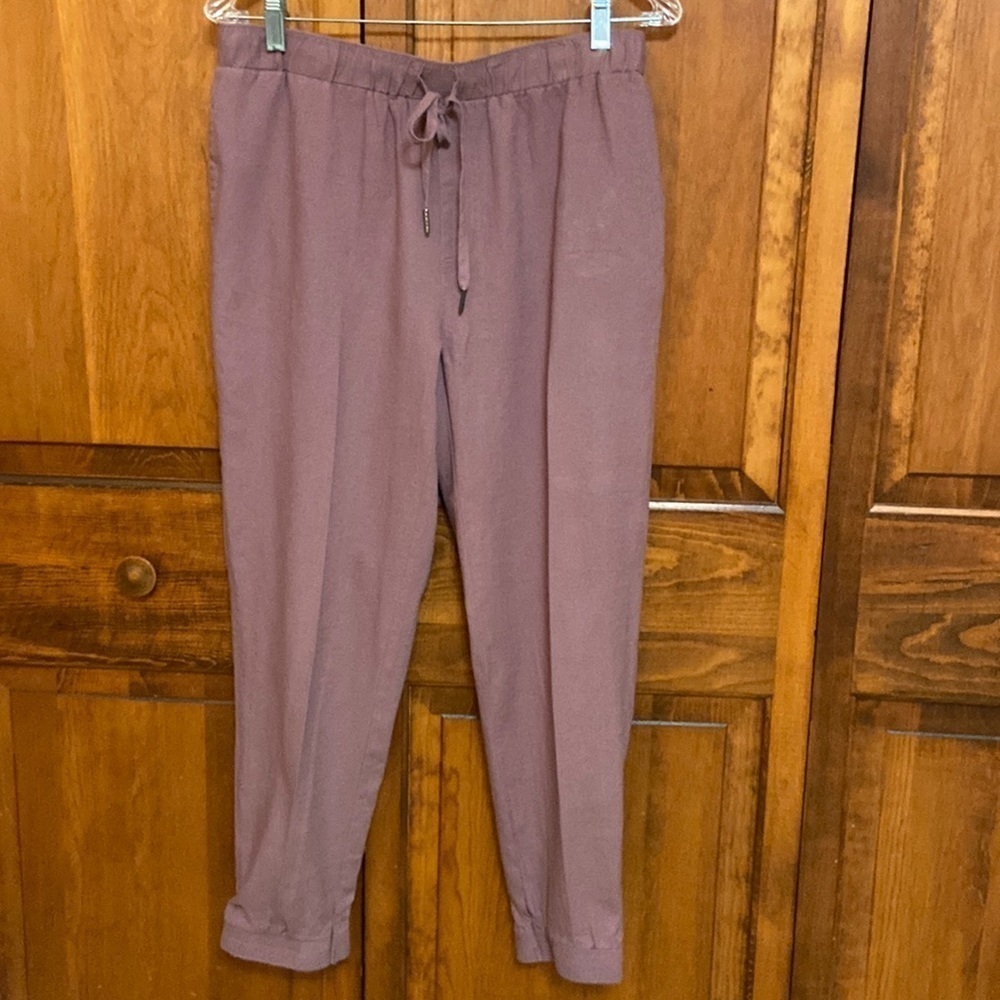 Needle & Cloth Linen/Rayon Plum Pull-on Elastic Waistband Drawstring Jogger 8-10